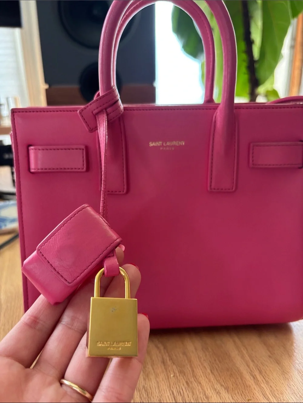 Saint Laurent Fuchsia Small Sac De Jour Leather Satchel